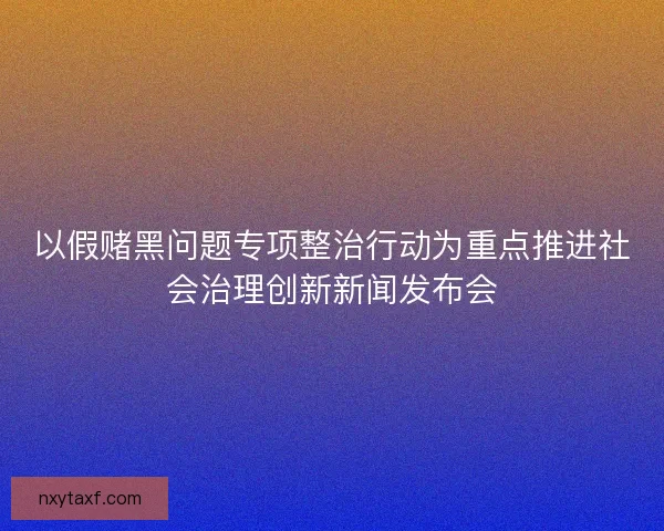 以假赌黑问题专项整治行动为重点推进社会治理创新新闻发布会